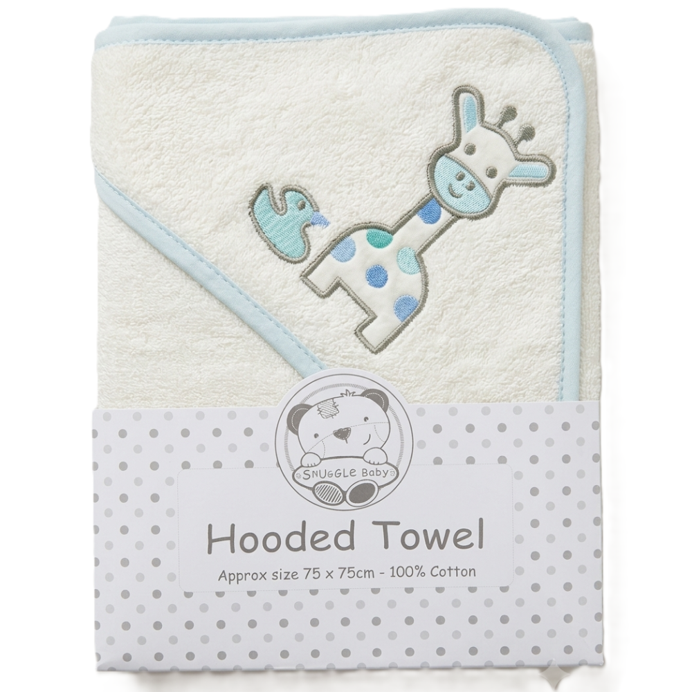 BW-120-022S: Baby Hooded Towel - Giraffe- Sky BW-120-022S: Baby Hooded Towel - Giraffe- Sky